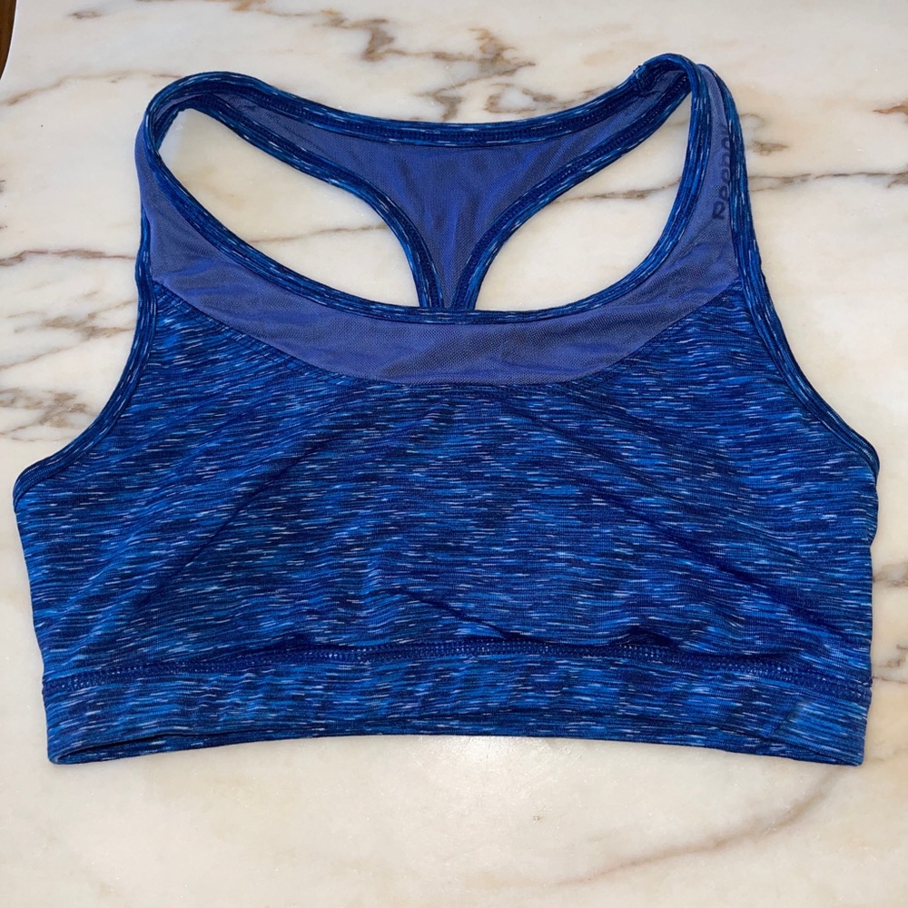 Reebok Triangle Back Sports Bra, Women’s Size Medium Blue.
